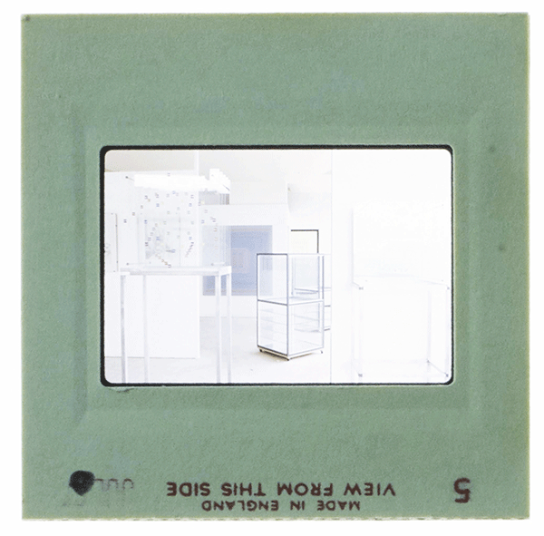 Installation view including artwork by Tom Edmonds, Diploma show CSA 1967 (Digitised slide, courtesy Chelsea College of Arts Library, University of the Arts London