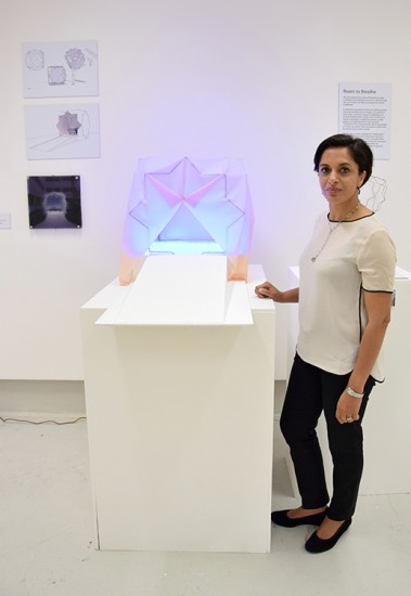 Nyla with her work from the MA Show 2015