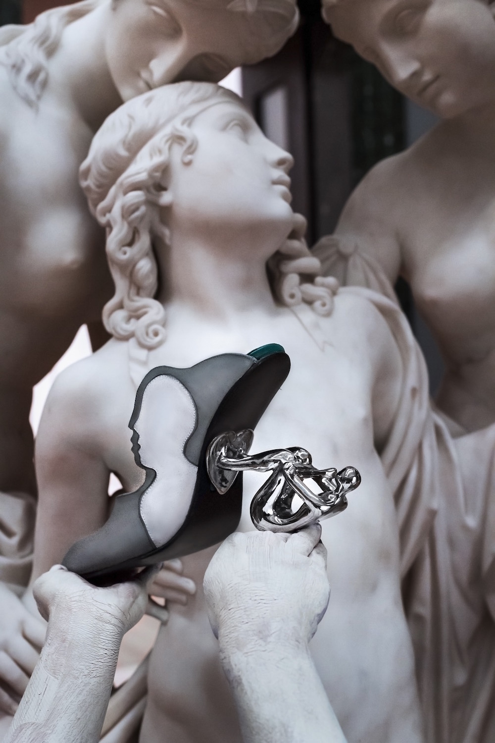 Cordwainers Footwear graduate Tara Hughes, featuring photography by Florence T Hill, makeup by Sammie Sperring, and model Aurelija Jancijuk.