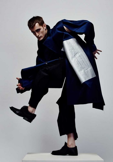 Menswear by Louise Oilam Pang, BA (Hons) Fashion Design Technology: Menswear.  Accessories by Stefania Ella Malewicz, BA (Hons) Cordwainers Fashion Bags and Accessories: Product Design and Innovation. Photographer: James Rees , Creative Direction: Rob Phillips, Hair: Ezana Ové, Beauty: Kirsty Gaston