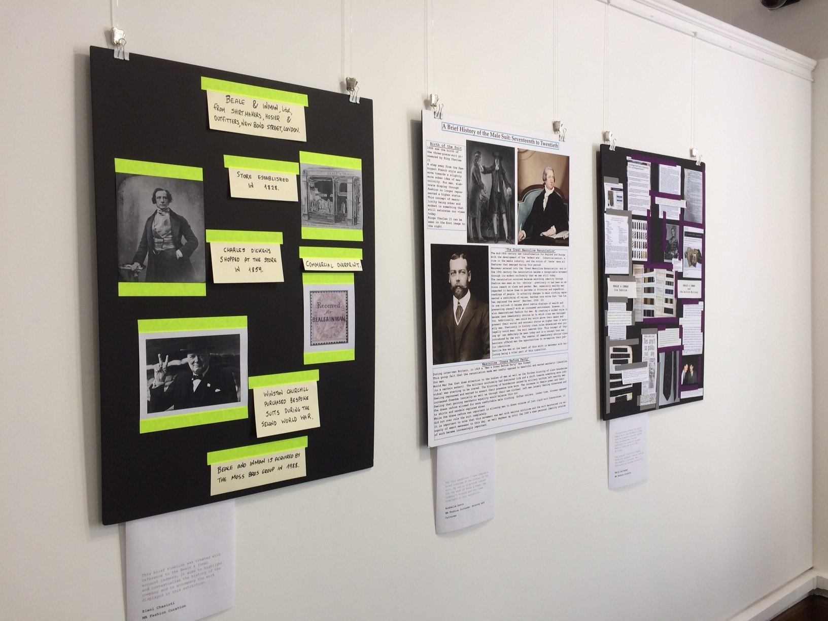 Three panels with imagery and text