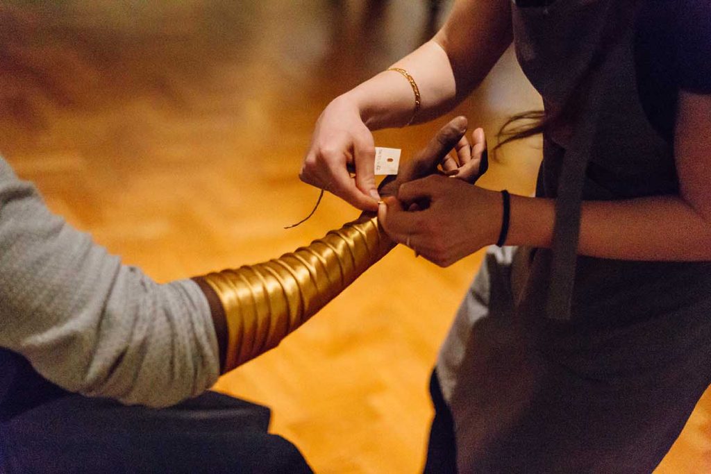 Image of recent work by Grace Pappas at the V&A museum in London with Oscar Warr and Albert Arbu.