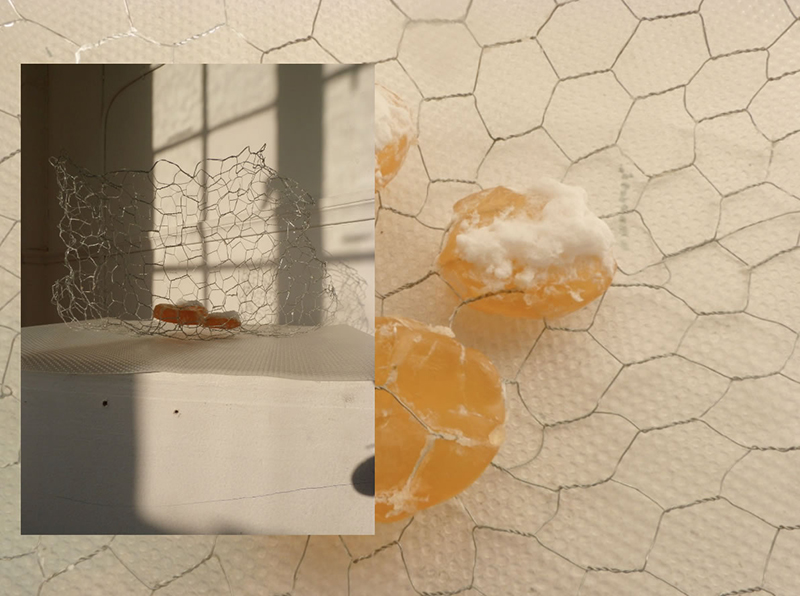 'The matrix that I cannot find but continue to fall under', Lara Kester, soap and chicken wire