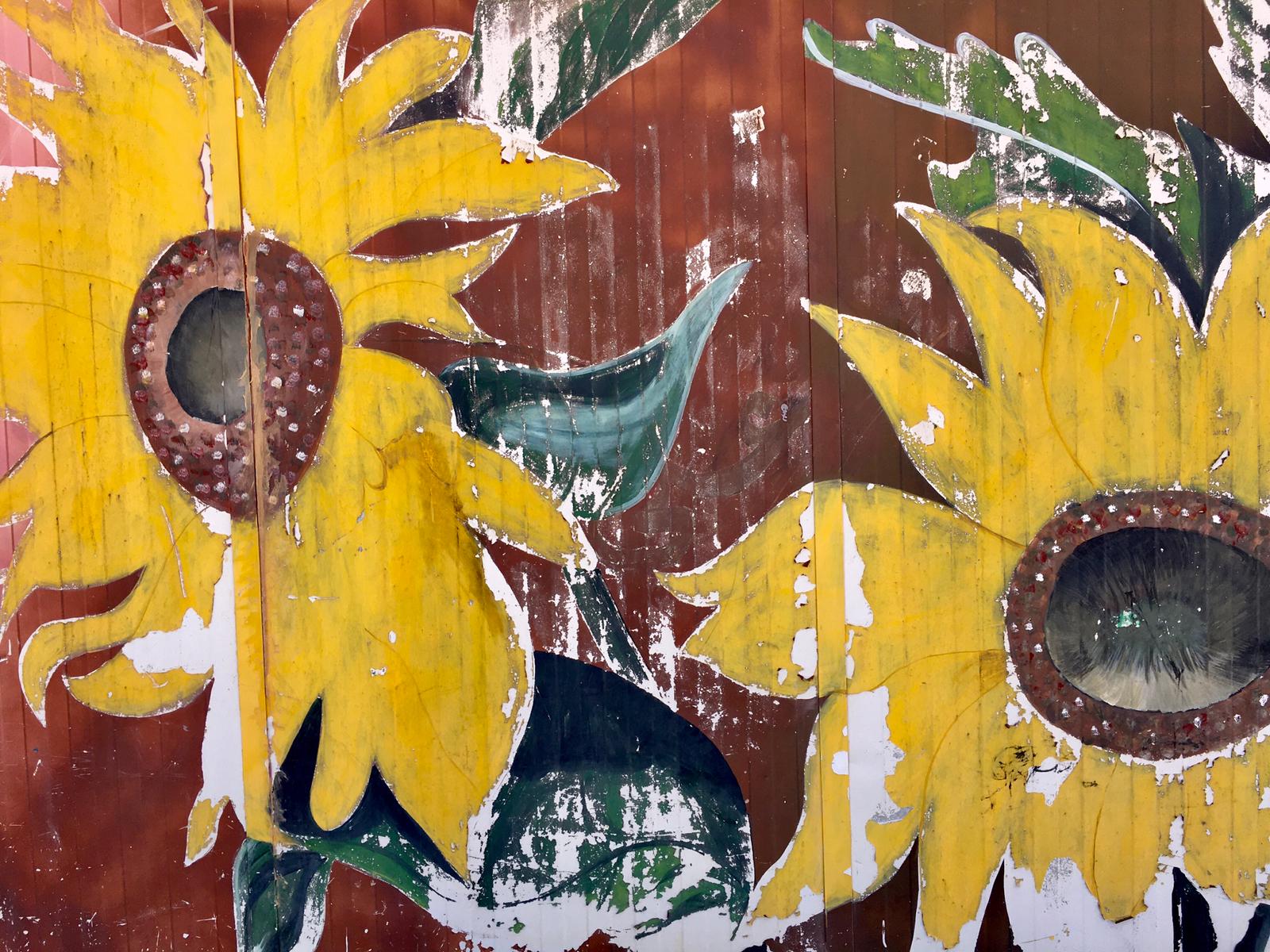 flowers painted on a wall