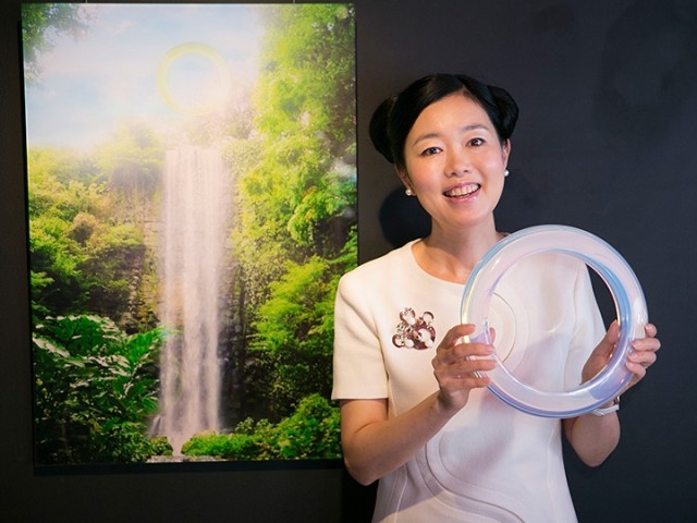 The artist and her work. Photo: Courtesy Faou Foundation.