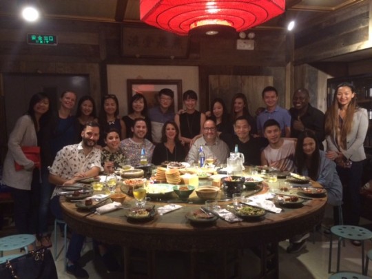 UAL’s Caroline Archer (Head of Partnerships), Georgina Tibbott (Alumni Relations Manager) and Simon Betts (Dean of Wimbledon) with local alumni 