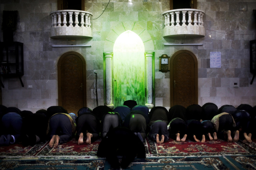 Syrian refugees living on the Syrian side of the Turkish border Azaz.