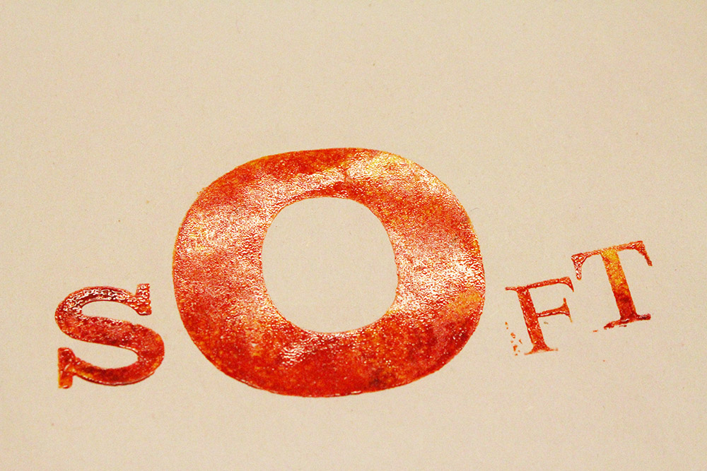 Students experimented with blending colours directly on to the type