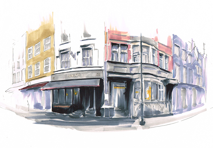 Ewelina Terczynska (FdA Illustration) - Disappearing London - Illustration of Soho