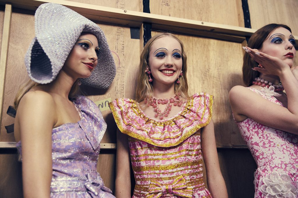 Models backstage at the Ryan Lo SS17 LFW show. Photography by Lillie Eiger 