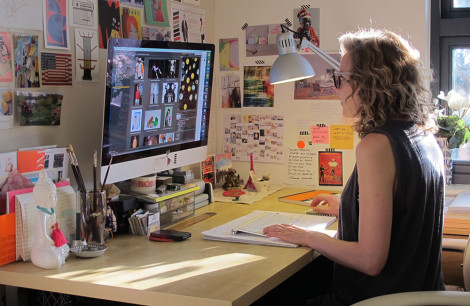 At my desk working on trends