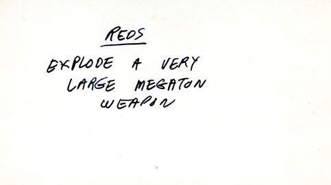 Pre-production Index card containing story development point, c1963