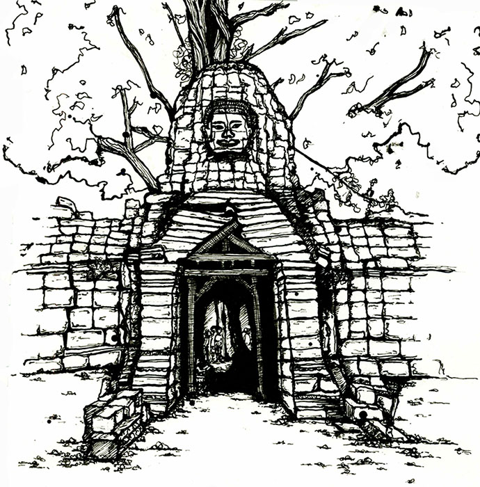 Cambodia - Angkor Wat, Wat Bayon, illustration by Cristina Adani