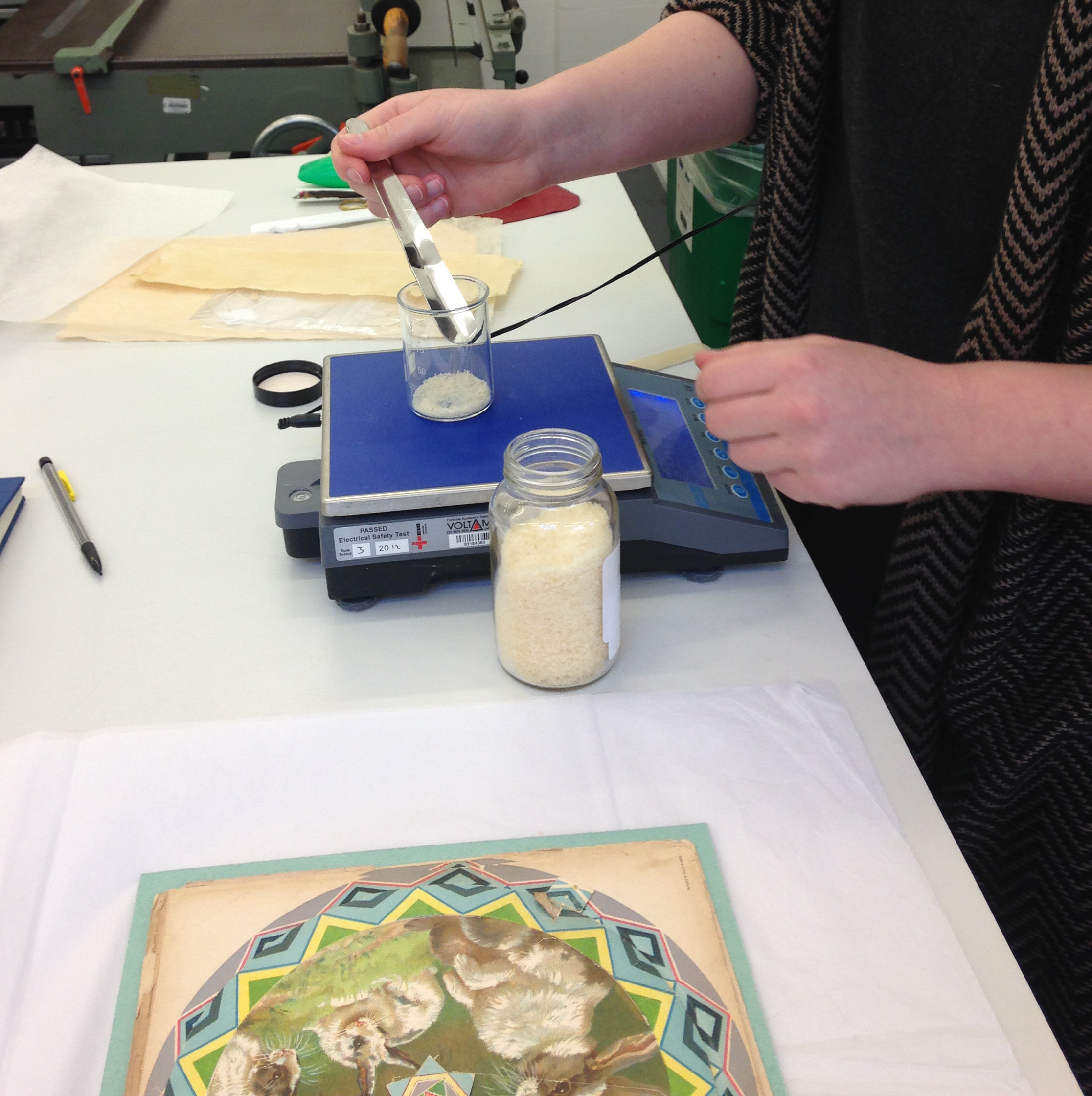 Measuring out dried glue 