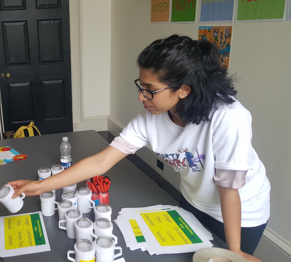 Cosmetic Science student Natasha Malhi at The Marty Nose workshop, Somerset House. 