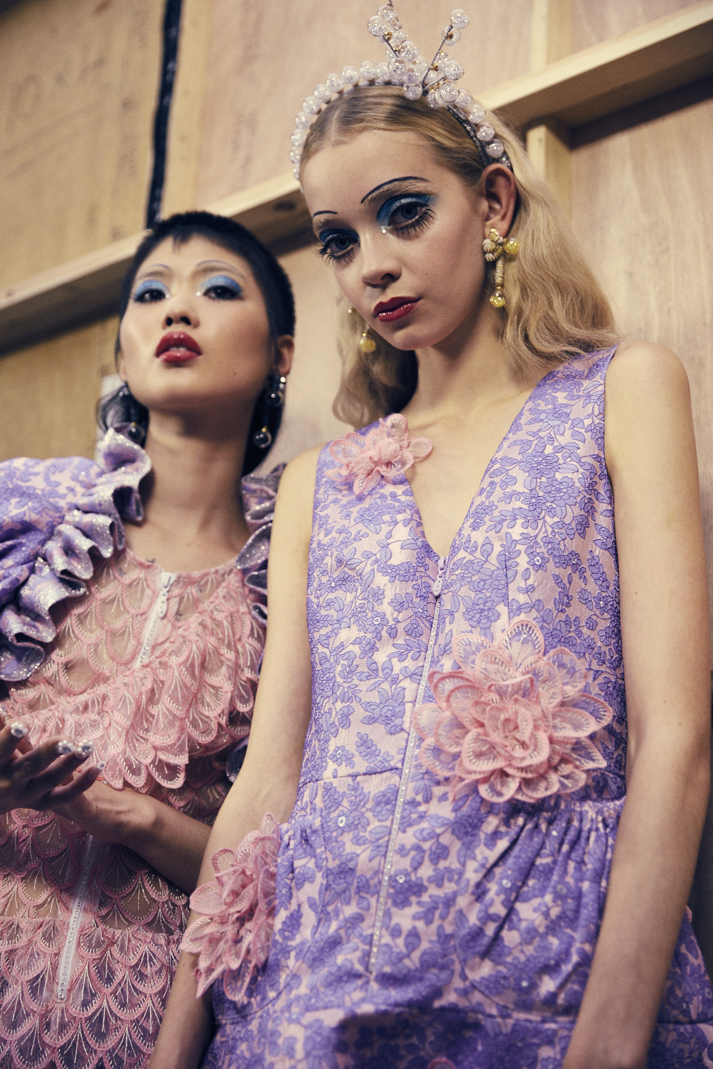 Models backstage at the Ryan Lo SS17 LFW show. Photography by Lillie Eiger