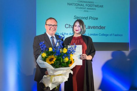 Second place winner, Chantal Lavender at the Cordwainers National Student Footwear Awards