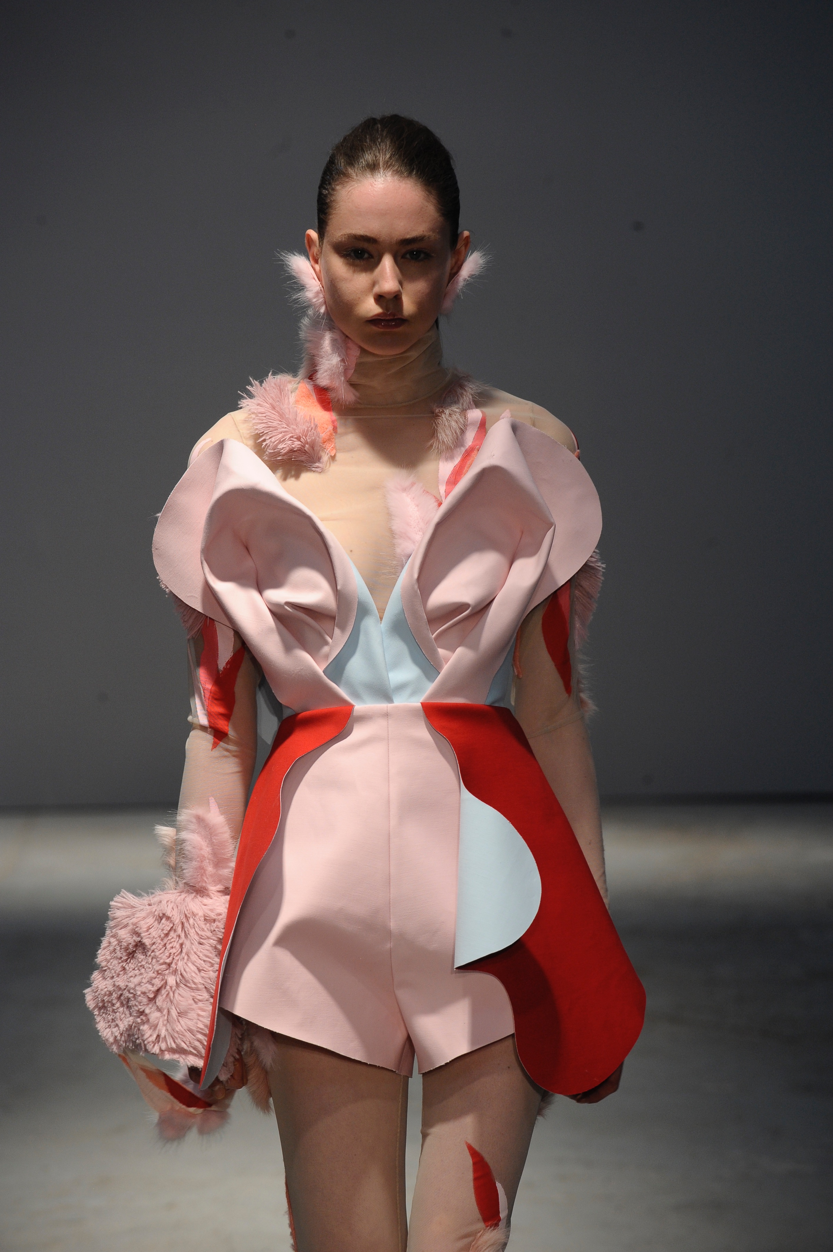 BA (Hons) Fashion Design and Technology: Womenswear students Maria Edwina Tjandra and Orel Brodt. Photographer: Roger Dean