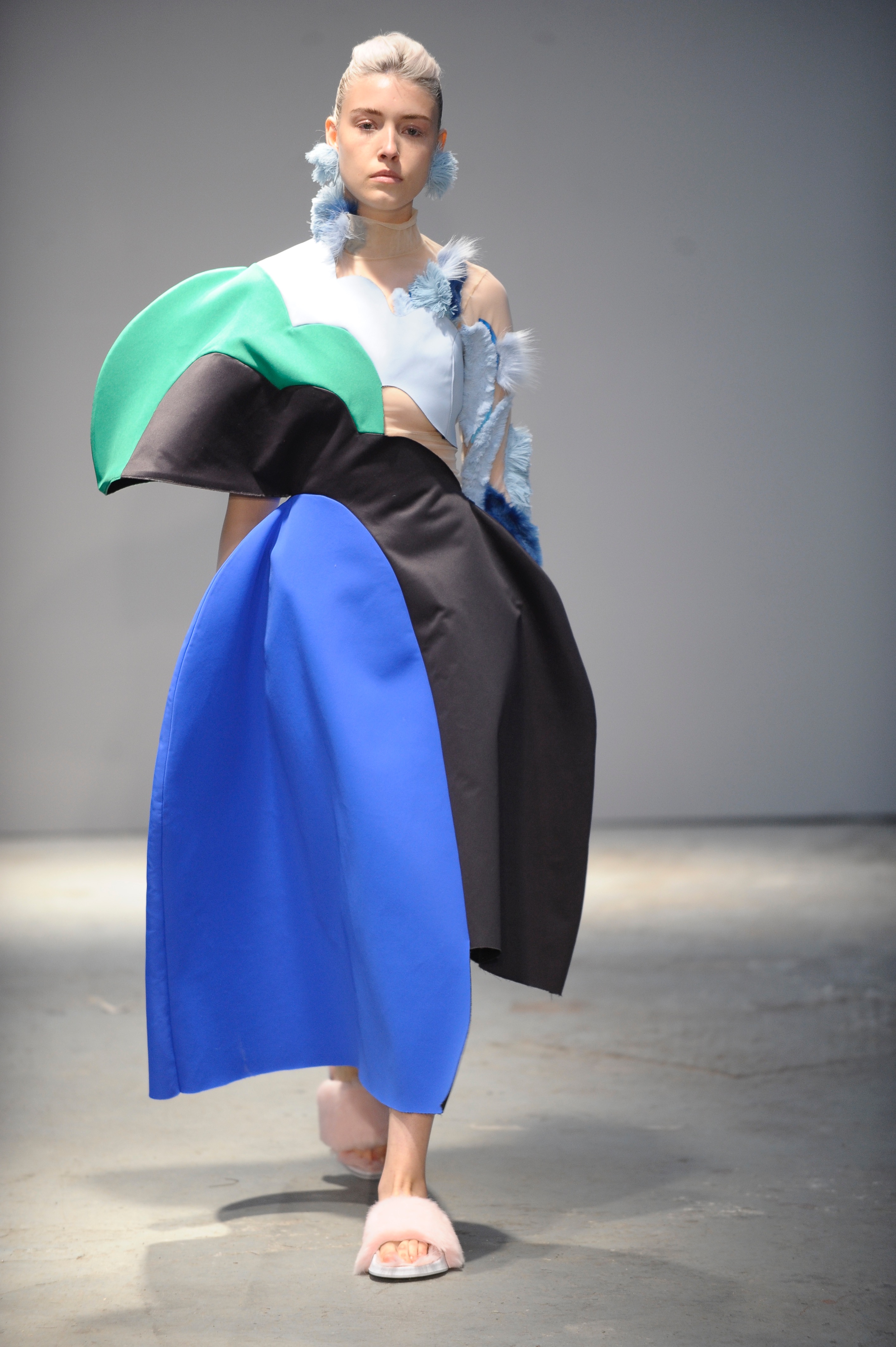 BA (Hons) Fashion Design and Technology: Womenswear students Maria Edwina Tjandra and Orel Brodt. Photographer: Roger Dean