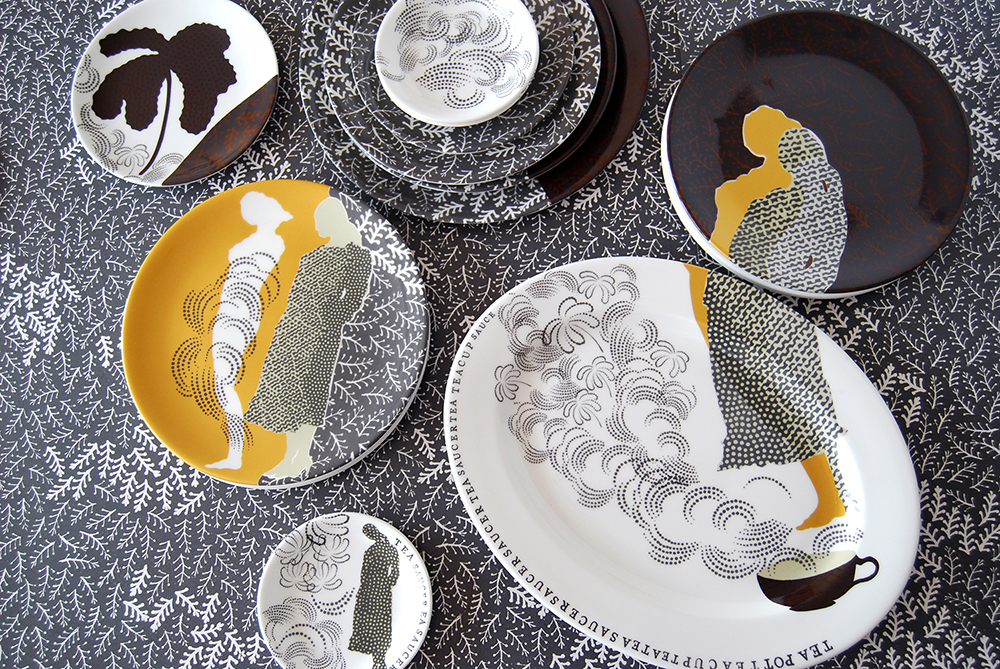 Detail from Spode Trees and Dressed Silhouette by Charlotte Hodes