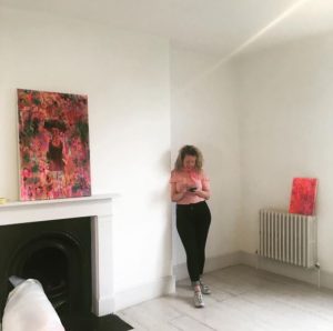 Doireann installing 'I Am A Beautiful Monster'