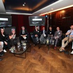 The panel - L-R Robert Tateossian, Rhyannon Styles, Prof. Frances Corner, Terry de Havilland, Host George Lamb, Jonathan Heaf, AA Gill, Max Rogers, Shaun Cole, Frank Strachan and Richard Young.