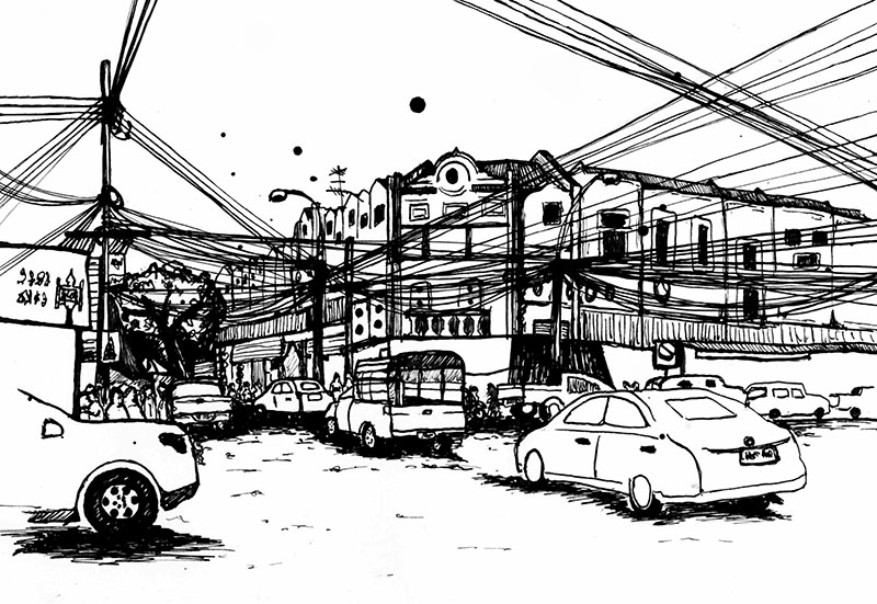 Thailand - BKK, China Town, illustration by Cristina Adani