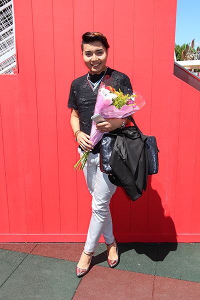 Bido Betiri celebrating receiving a Grad Dip in Interior Design.