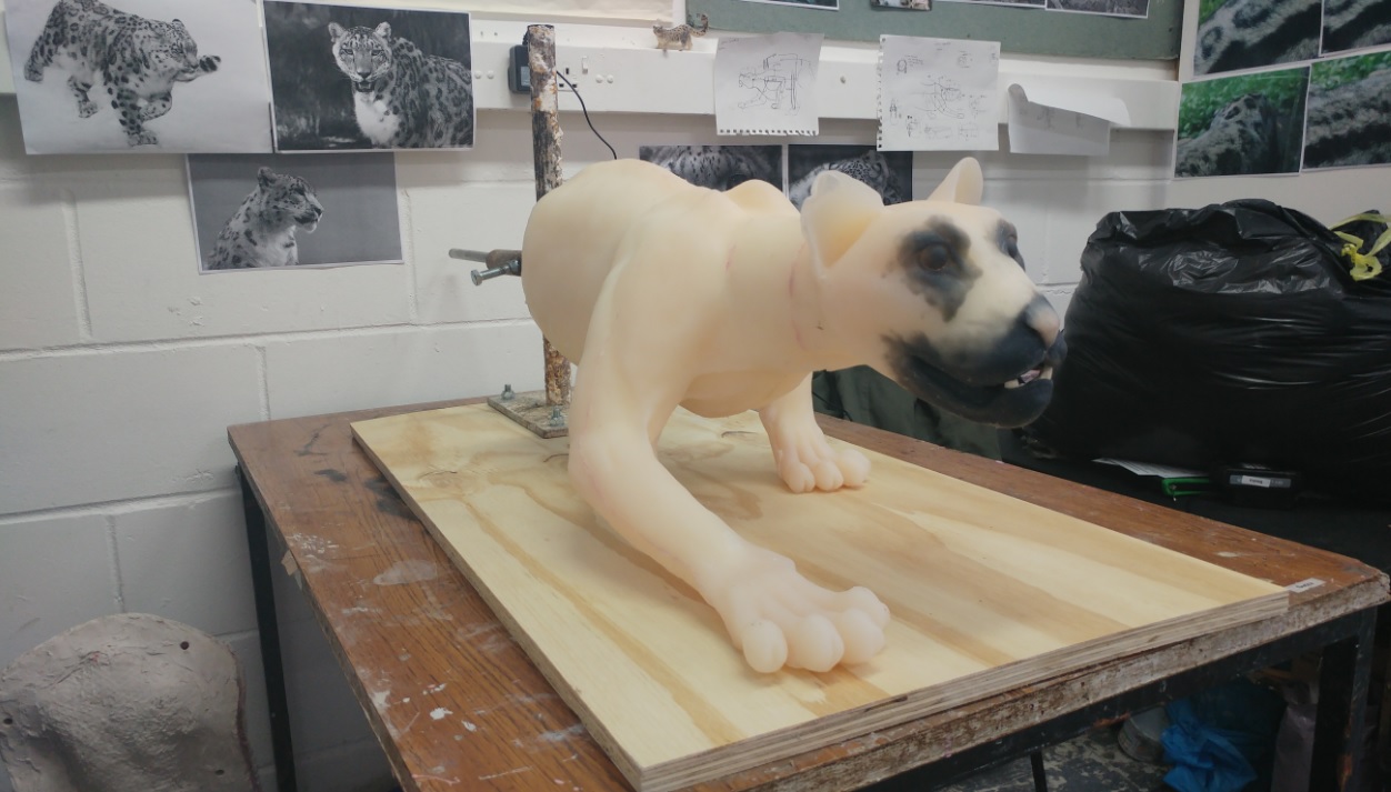 Emilie's snow leopard sculpture after casting