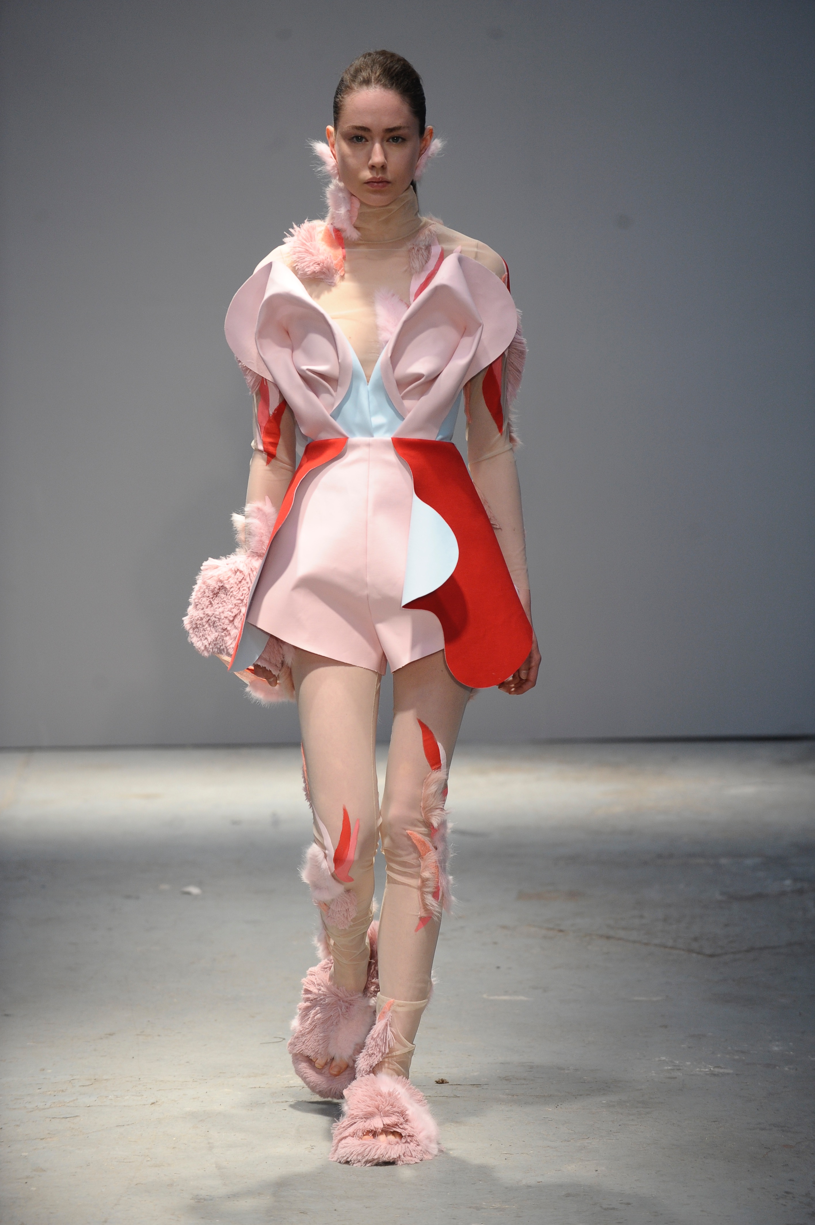 BA (Hons) Fashion Design and Technology: Womenswear students Maria Edwina Tjandra and Orel Brodt. Photographer: Roger Dean