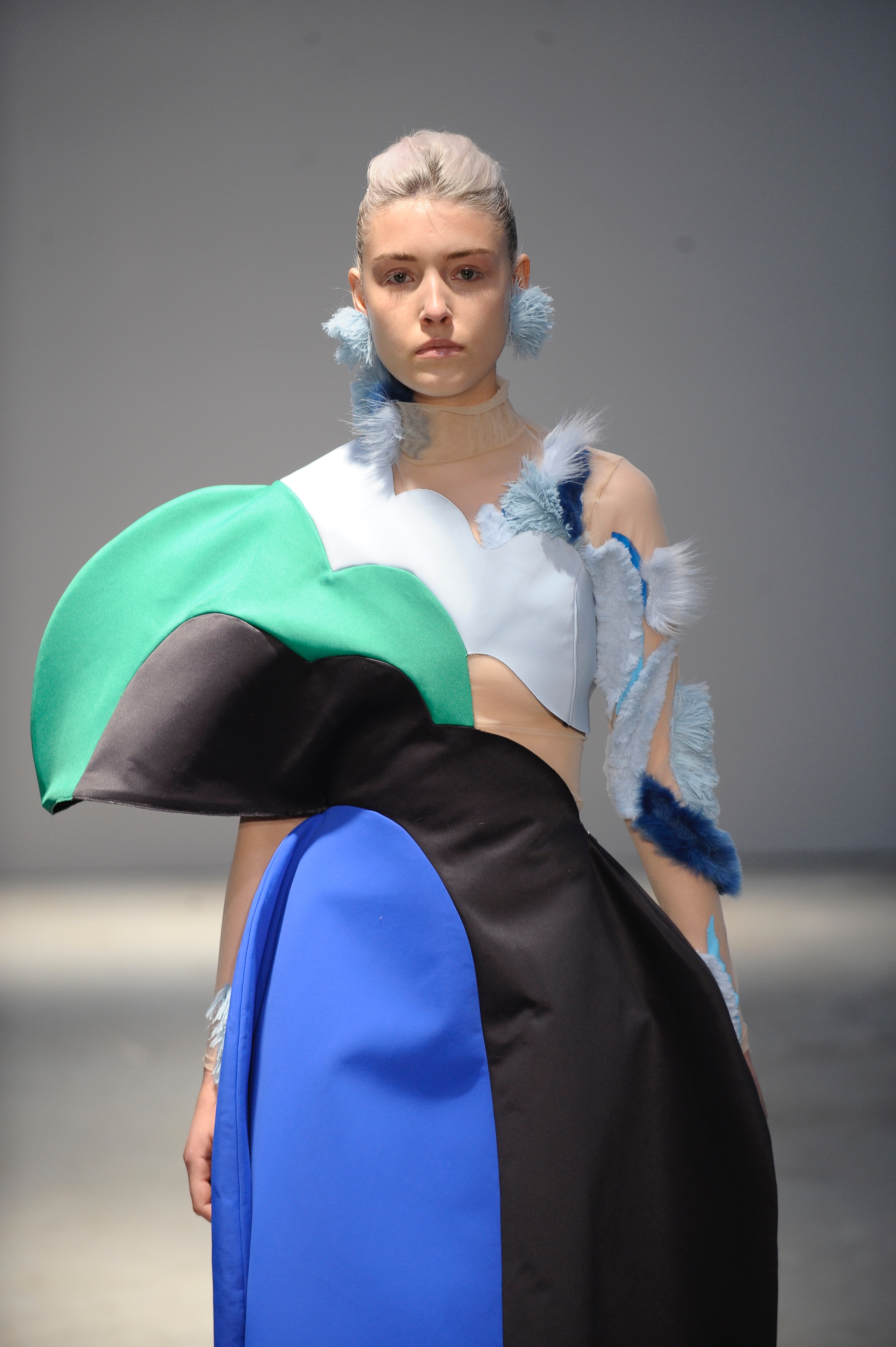 BA (Hons) Fashion Design and Technology: Womenswear students Maria Edwina Tjandra and Orel Brodt. Photographer: Roger Dean