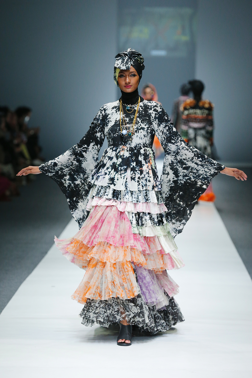 OCTOBER 26: A model walks the runway of London College of Fashion Residential Program featuring Spring Summer 2016 during the Jakarta Fashion Week 2016 in Senayan City, Jakarta. Photo credit: Femina 