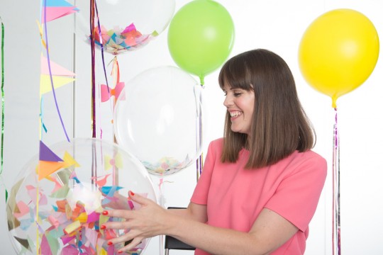 Rebecca Moyster with balloons
