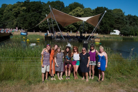 Textiles lecturers Kathy Round & Melanie Bowles with their graduates ©gavinfreeborn