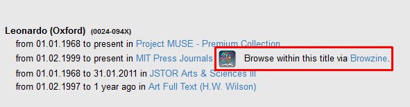 Browzine title links