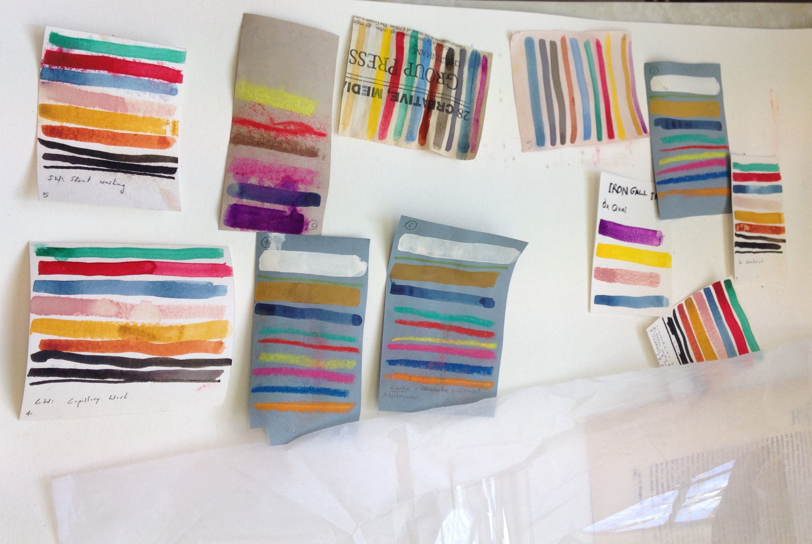 Colour wash samples in the MA Conservation lab
