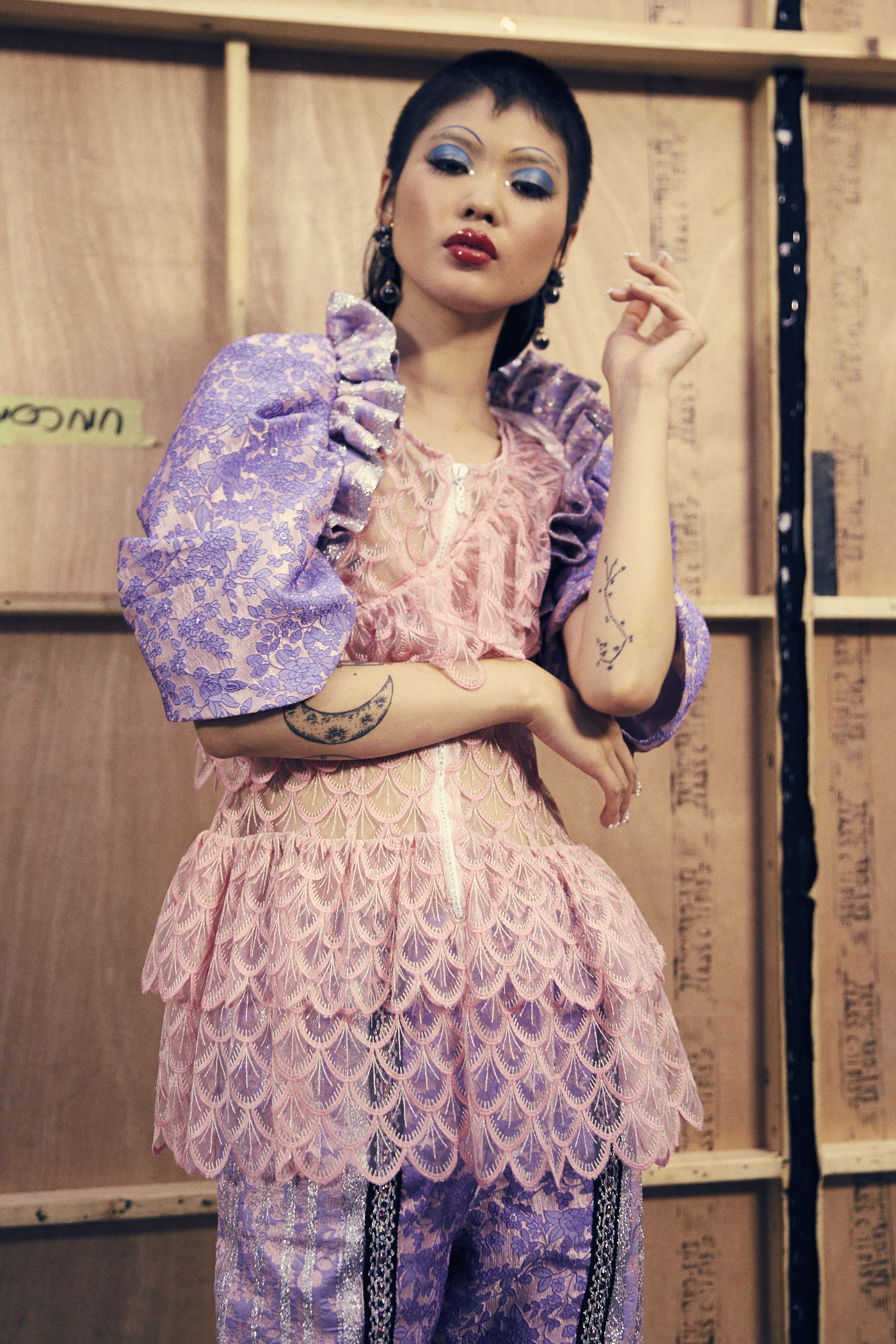 Models backstage at the Ryan Lo SS17 LFW show. Photography by Lillie Eiger