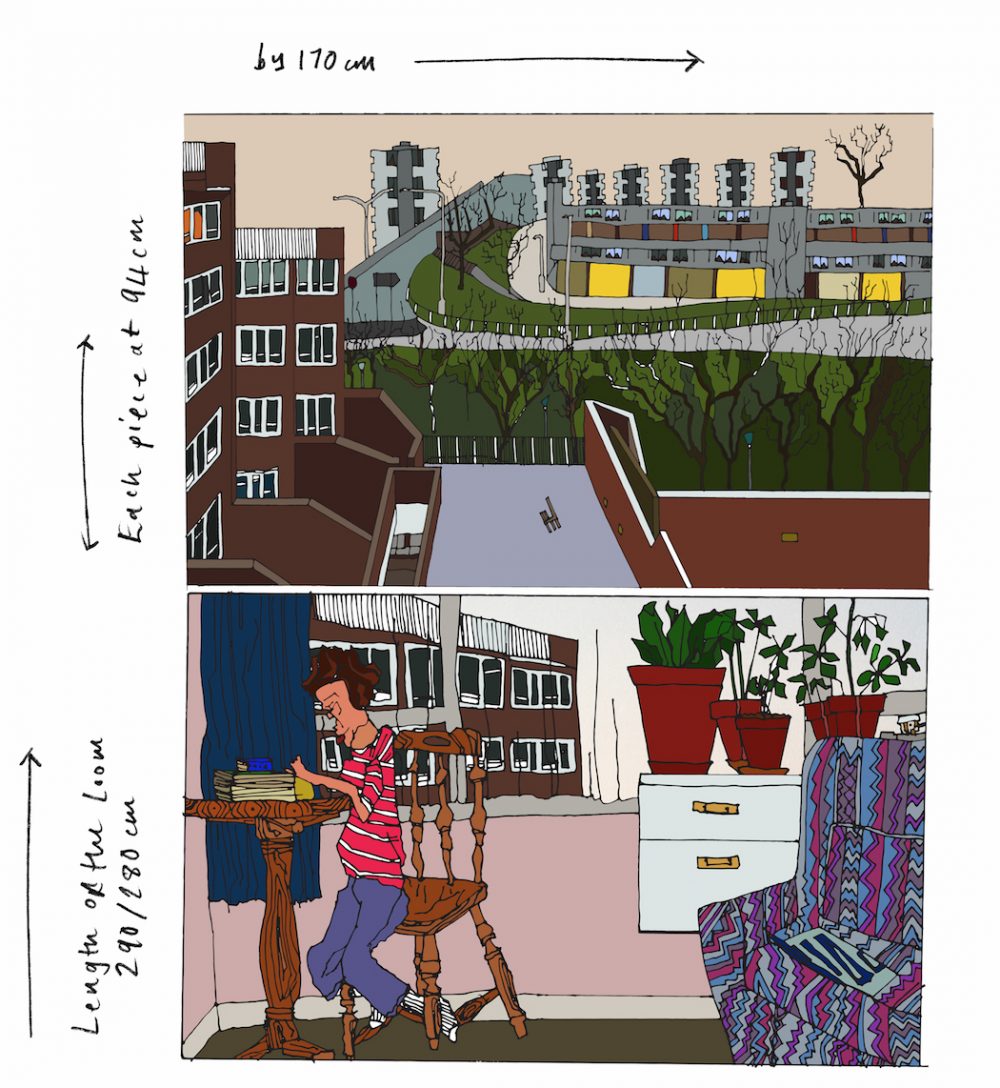 Dharma Taylor - three piece tapestry 2016 - loom length