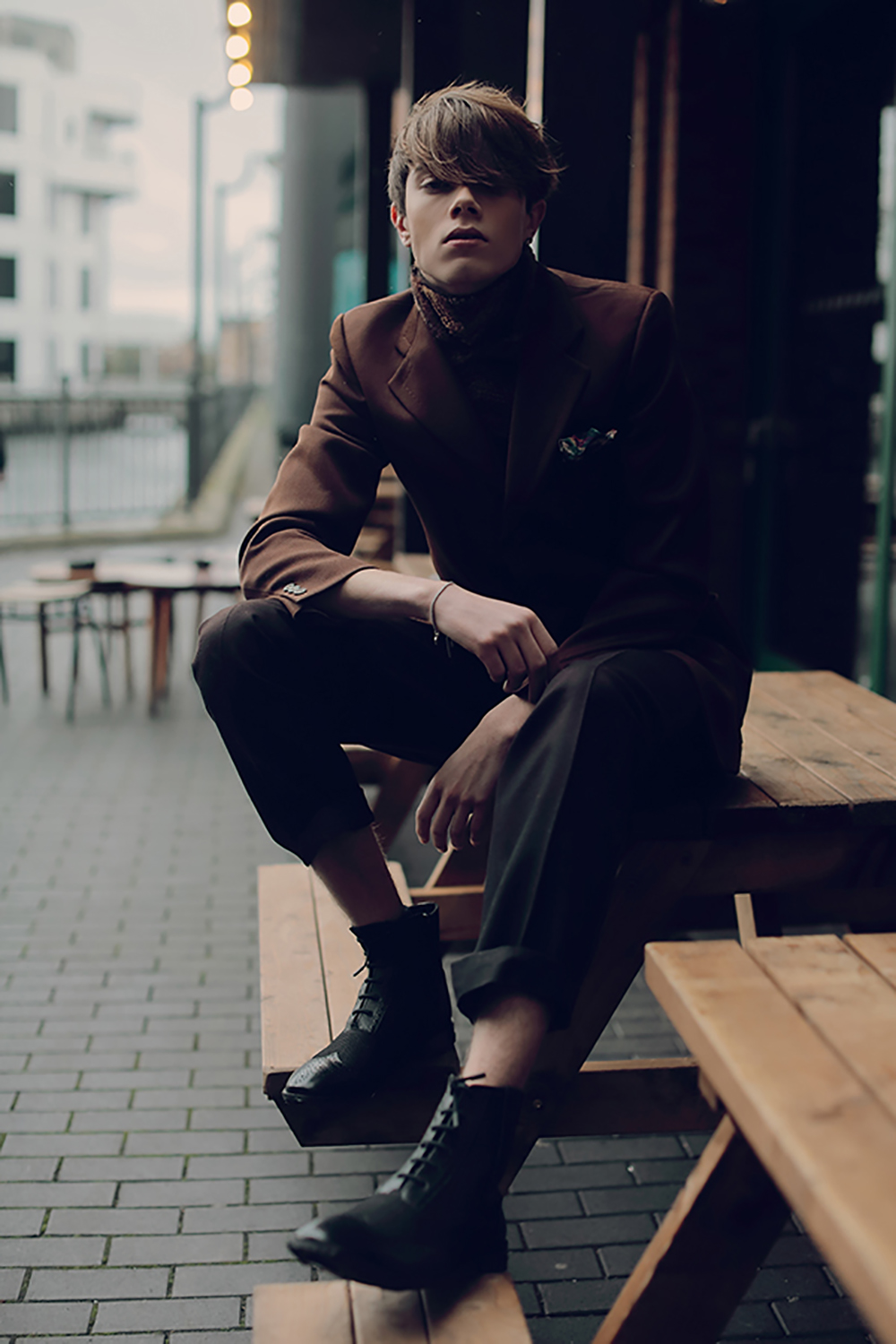 Editorial for Shasseur magazine: BAD BLOOD AND TROUBLE. Photography | Frant + Fifa. Styling | Marian Nachmia. Styling Assistant | Fay Brown Hair + Make Up | Svetlana Chikhireva Model | Joshua @ ESTABLISHED Fashion brands | Sasha Harris, Harris Tweed, Rokit, Beyond Retro, Turk & Filmore, Sam Greenberg, Can Zhao, Liberty