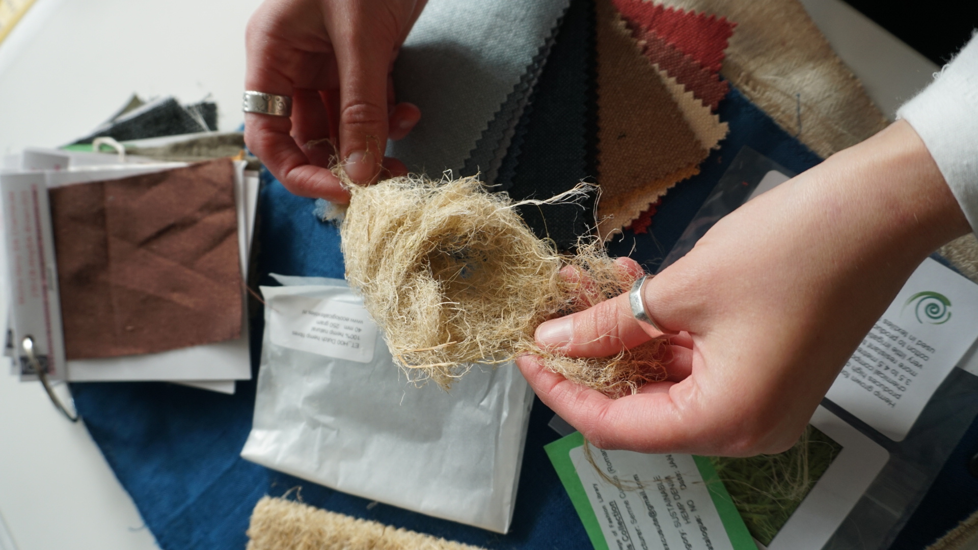 A selection of hemp-based materials from the Materials Collection at John Prince’s Street 