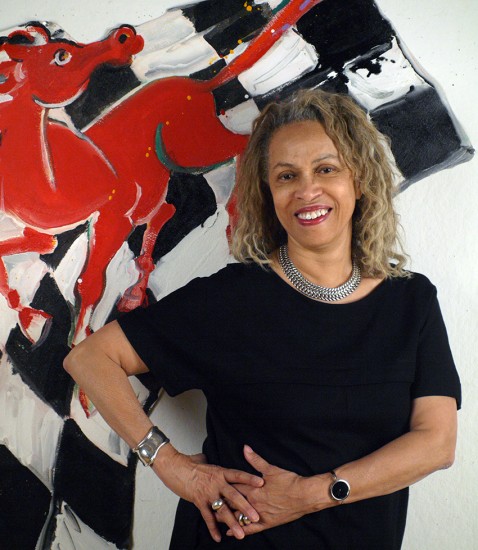 Portrait of Emma Amos. Photography by Becket Logan. Courtesy of the artist and RYAN LEE, New York