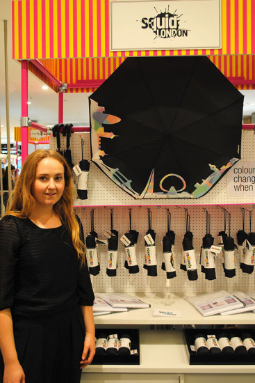 BA Product Design alumnus Emma-Jane Parkes at the stall at House of Fraser