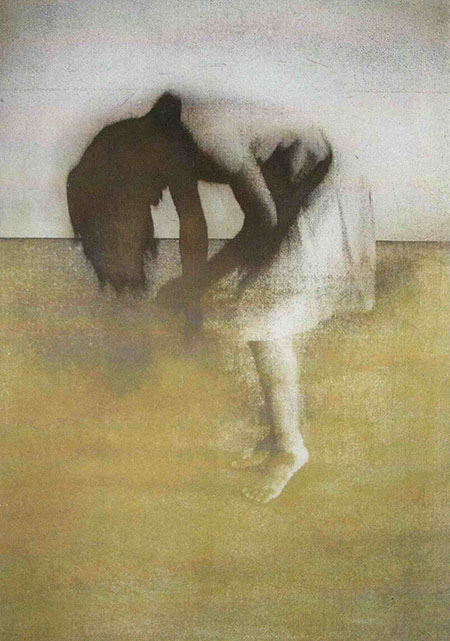 a dancer leans forwards