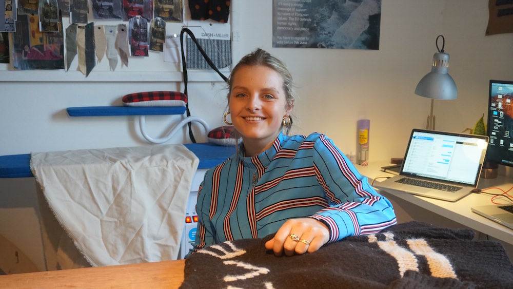 Elena working on samples at their studio. 