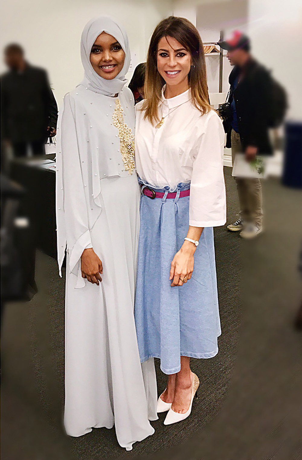 Model Halima Aden with UNDER-RAPT Founder Yasmin Sobeih.