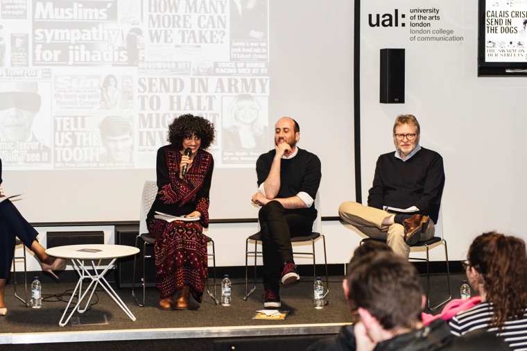 Shahd Abusalama, Palestinian feminist writer and artist talking to the audience.