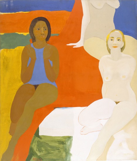 Emma Amos, "Three Figures," 1966. © Emma Amos. Licensed by VAGA, New York. Courtesy of the artist and RYAN LEE, New York