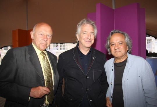 Anish Kapoor (far right) at the launch of the Rootstein Hopkins Parade Ground, with fellow alumnus Alan Rickman (middle) and former UAL Chair Sir John Tusa