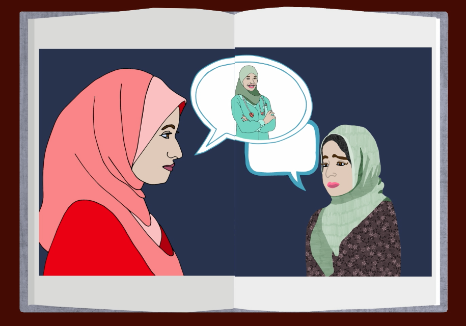 Still taken from animated documentary film Tales of a Child – Book One by Josephine von Bülow, in which 16-year-old Rakiba describes her experiences as a refugee from Syria who now lives in the UK.