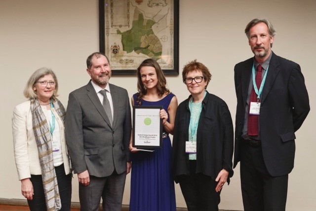 (l to r) Susan Francis (Programme Director, Architects for Health), Ken Wilder (ISD Programme Director, Chelsea College of Arts), Polina Andreeva (MA ISD student), Sue Ridge (Senior Lecturer, Chelsea College of Arts), Paul Murphy (Paul Murphy Architects)